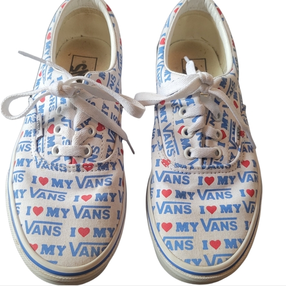 Vans white I love my vans shoes size 7